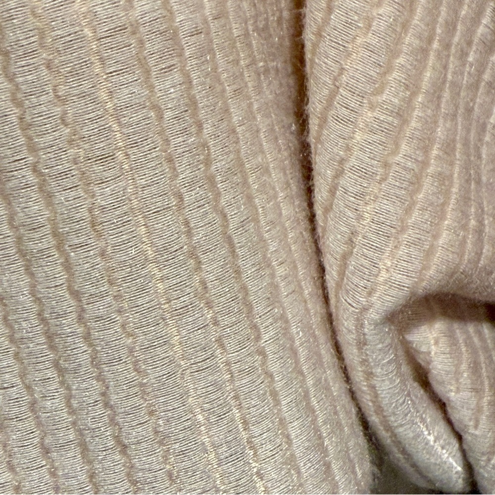 Ribbed Knit Top Beige Tan Oversized - Picture 6 of 7